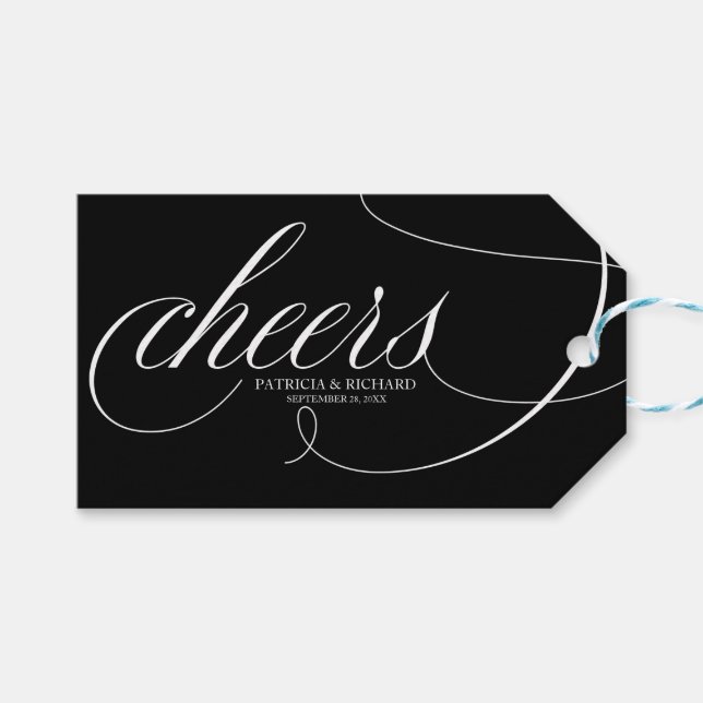 Étiquettes de bouteille de vin Fancy Black And Whi (Devant (Horizontal))