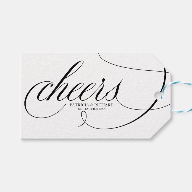 Étiquettes de bouteille de vin Fancy Black Script  (Devant (Horizontal))