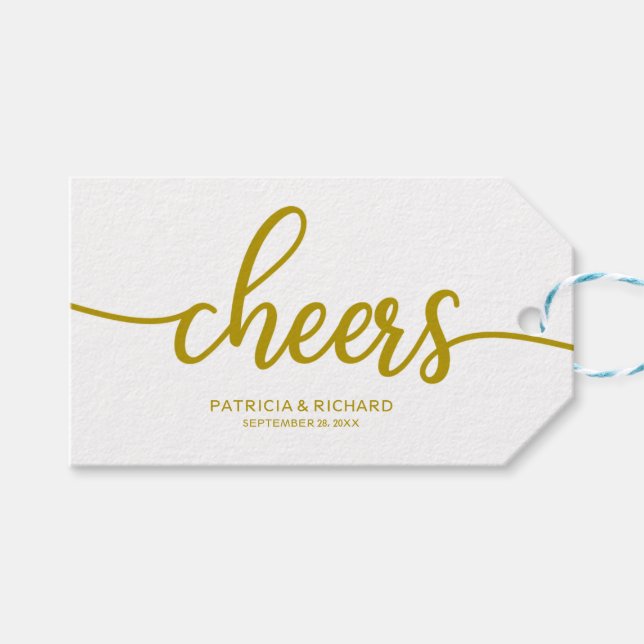 Étiquettes de bouteille de vin Gold Chic Calligrap (Devant (Horizontal))