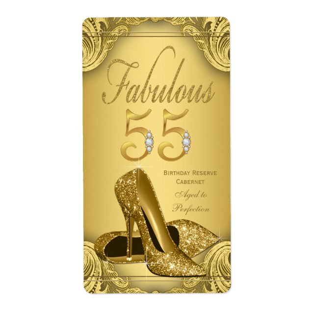 Étiquettes de bouteille de vin Gold Fabulous 55 (Devant)