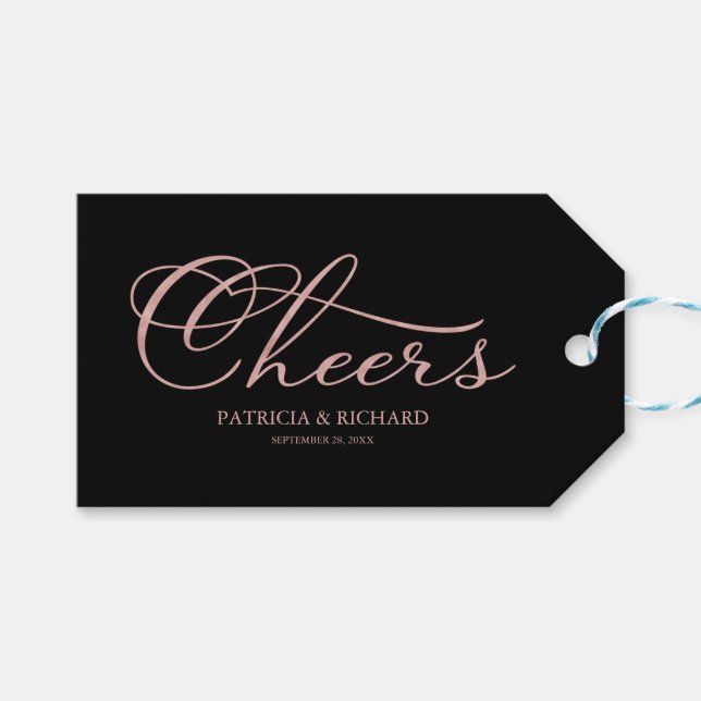 Étiquettes de bouteille de vin noir Cheers avec fe (Devant (Horizontal))