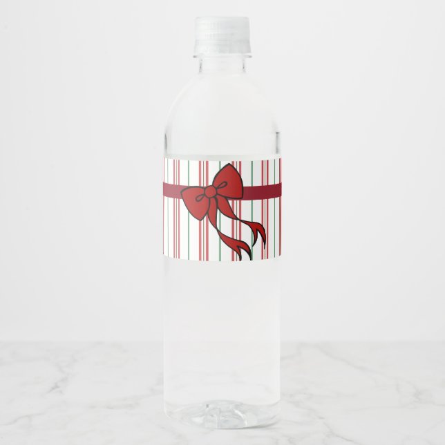 Étiquettes de bouteille d'eau à ruban de Noël  (Devant)