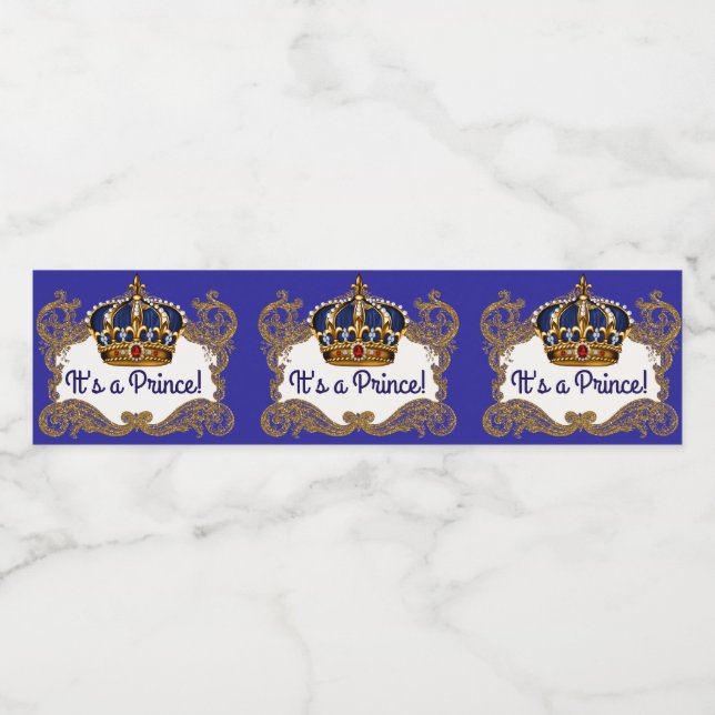 Étiquettes de bouteille d'eau Couronne Royale Prin (Étiquettes simples)