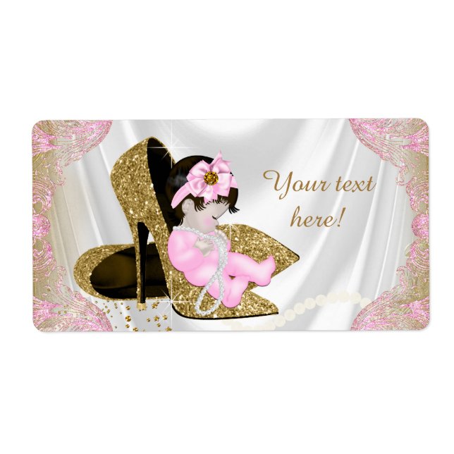 Étiquettes de bouteille d'eau de Baby shower fille (Devant)