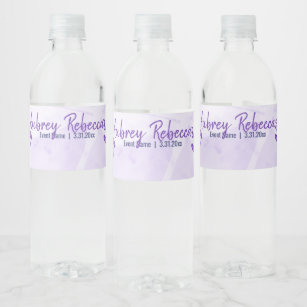 Étiquettes de bouteille d'eau de libellule violet 
