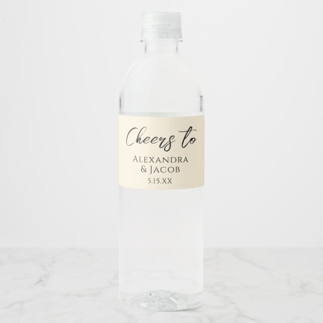Étiquettes de bouteille d'eau de mariage Typograph (Devant)