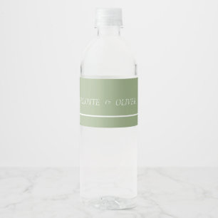 Étiquettes de bouteille d'eau de mariage vert saug
