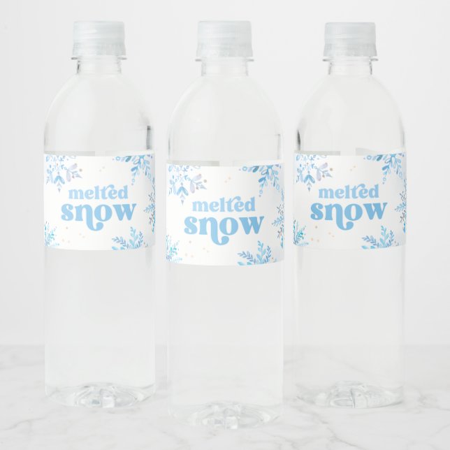 Étiquettes de bouteille d'eau de neige fondue bleu (Bouteilles)
