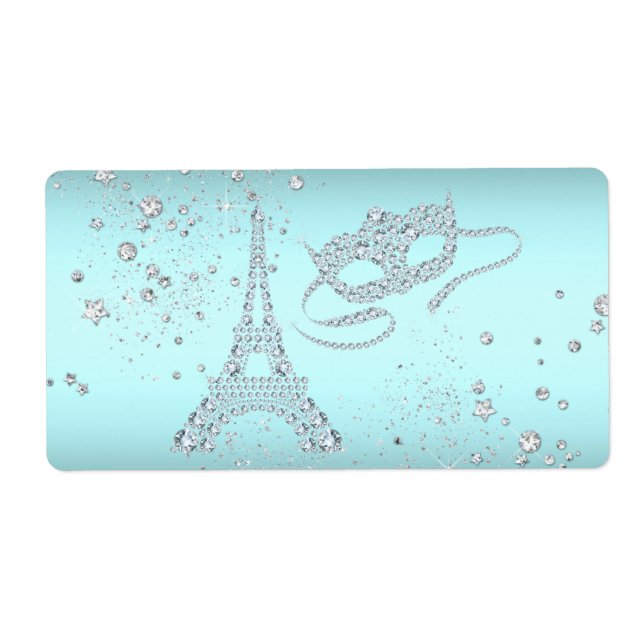 Étiquettes de bouteille d'eau de soirée masquée à  (Devant)