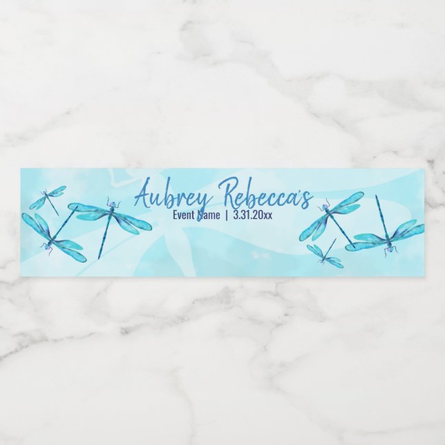 Étiquettes de bouteille d'eau en forme de libellul (Étiquettes simples)