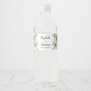 Étiquettes de bouteille d'eau Mariage rose vif