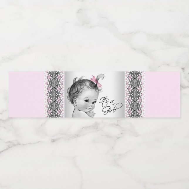 Étiquettes de bouteille d'eau pour bébé fille rose (Étiquettes simples)