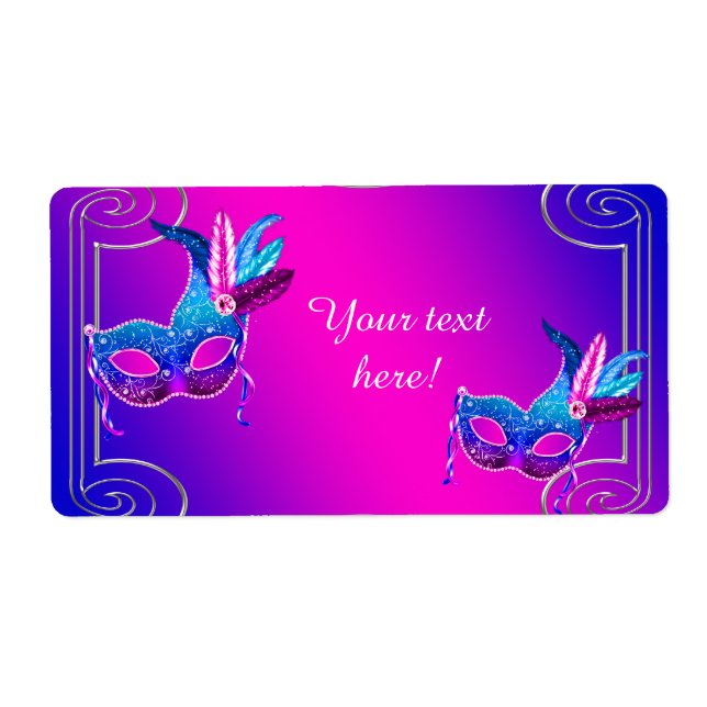 Étiquettes de bouteille d'eau pour soirée masquée  (Devant)