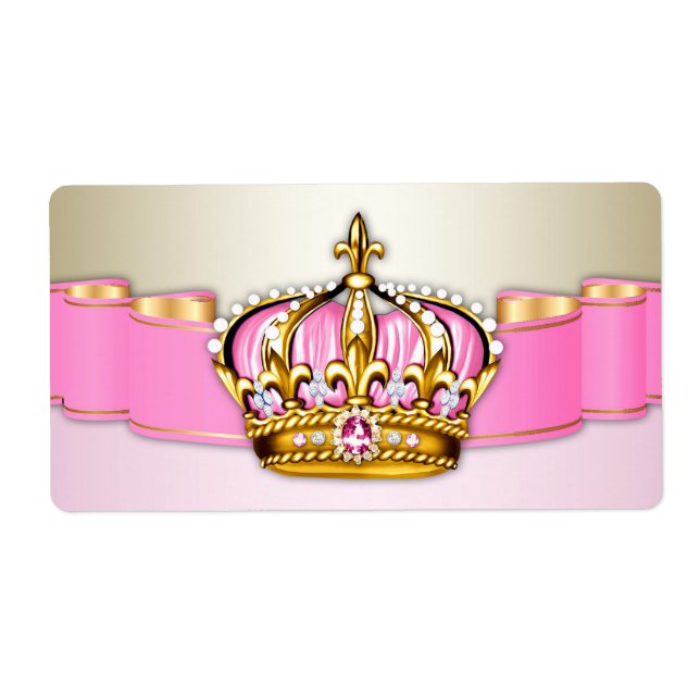 Étiquettes de bouteille d'eau Princesse Or Rose (Devant)