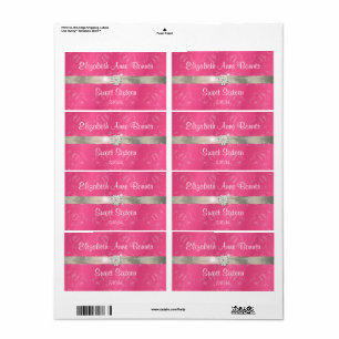 Étiquettes de bouteille d'eau Rose pour Sweet Sixt