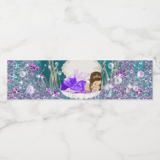 Étiquettes de bouteille d'eau Sirène Brunette