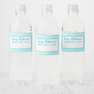 Étiquettes de bouteille d'eau turquoise avec votre