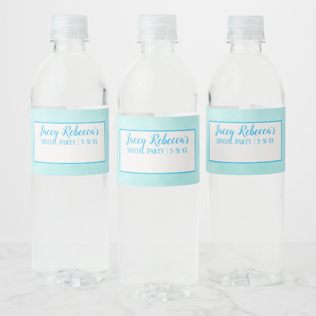 Étiquettes de bouteille d'eau turquoise avec votre (Bouteilles)