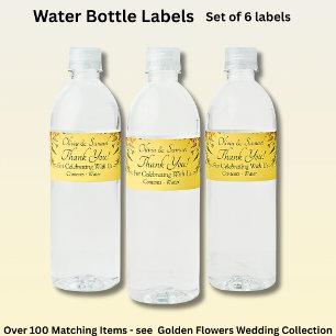 Étiquettes de bouteille, fleur jaune doré
