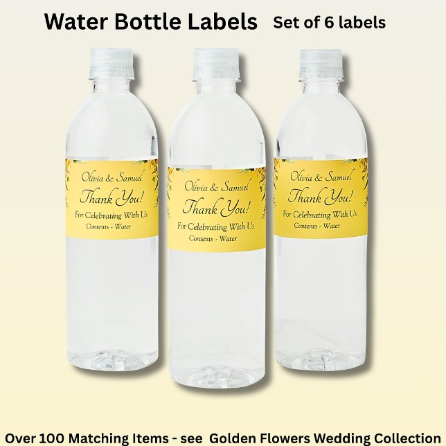 Étiquettes de bouteille, fleur jaune doré (Créateur téléchargé)