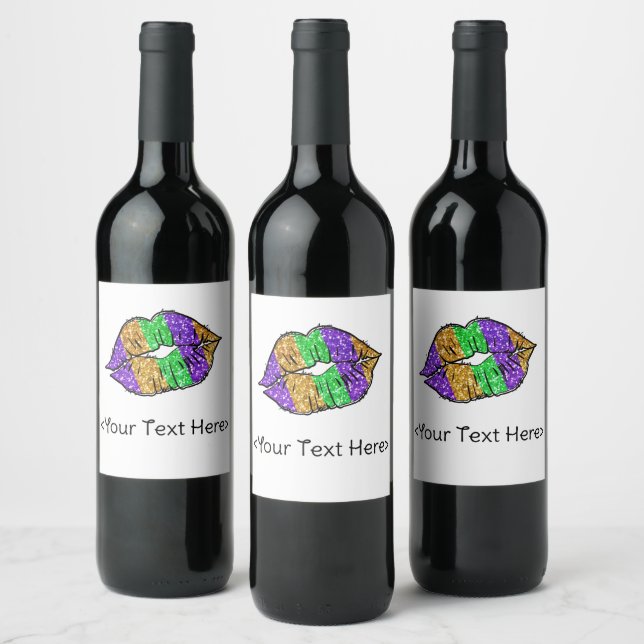 Étiquettes de bouteille Mardi Gras Kiss (Bouteilles)