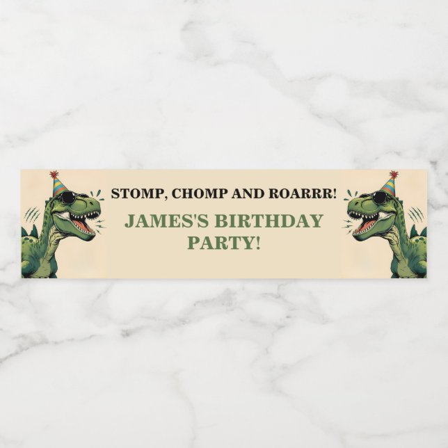 Étiquettes de bouteille pour anniversaire de dinos (Étiquettes simples)