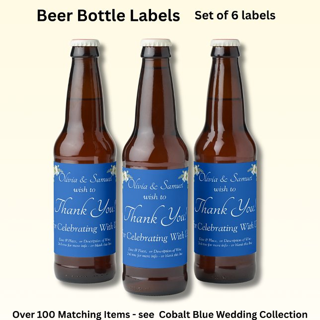 Étiquettes de bouteilles de bière, bleu et blanc C (Créateur téléchargé)