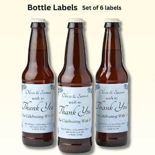 Étiquettes de bouteilles de bière - Mariage Blue P
