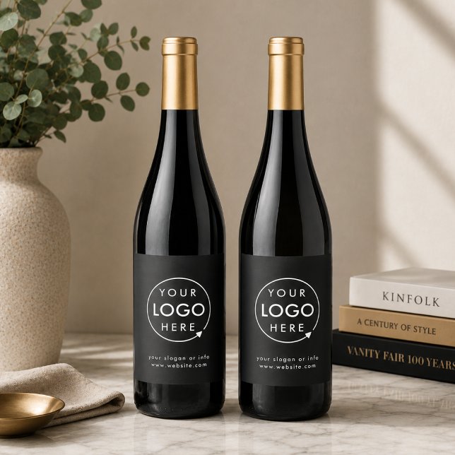Étiquettes de bouteilles de vin | Autocollants com (Custom logo wine bottle labels for branded gifts, winery events, and business bottles.)