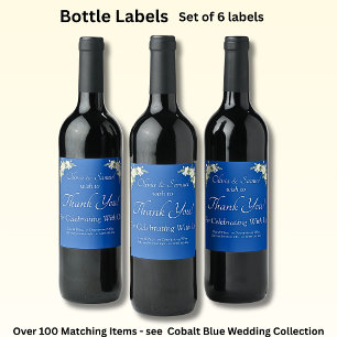 Étiquettes de bouteilles de vin, bleu et blanc Cob