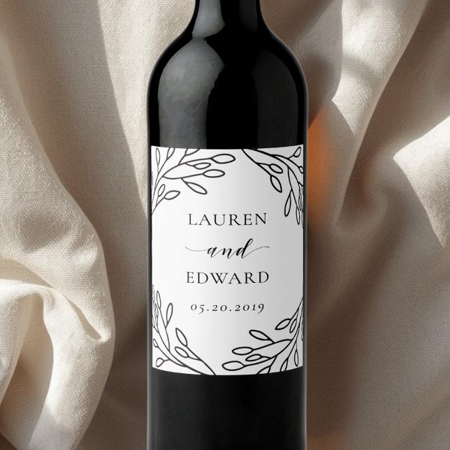 Étiquettes de bouteilles de vin de mariage à motif (Créateur téléchargé)