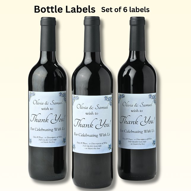 Étiquettes de bouteilles de vin - Mariage Blue Peo (Créateur téléchargé)