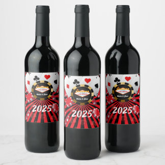Étiquettes de bouteilles de vin Mariés à Vegas
