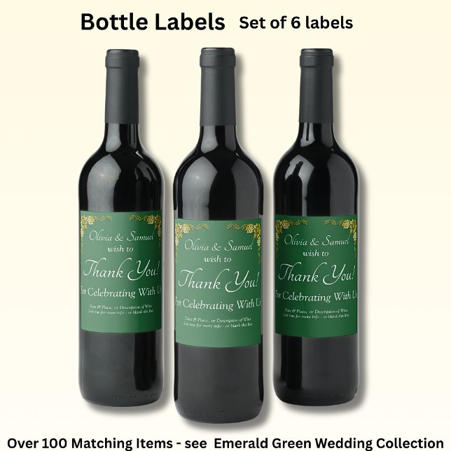 Étiquettes de bouteilles de vin mousseux, vert éme (Créateur téléchargé)
