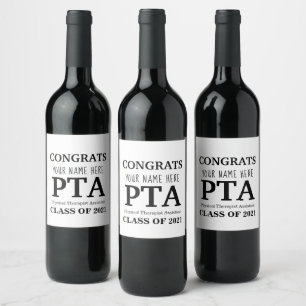 Étiquettes de bouteilles de vin PTA personnalisabl