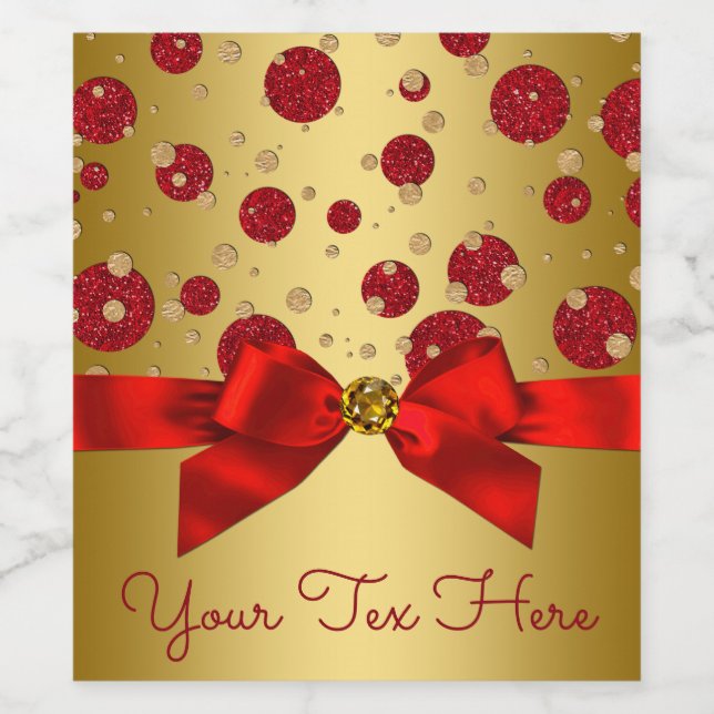 Étiquettes de bouteilles de vin rouge et or (Étiquettes simples)