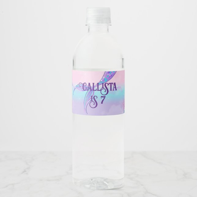 Étiquettes de bouteilles d'eau de la queue de sirè (Devant)