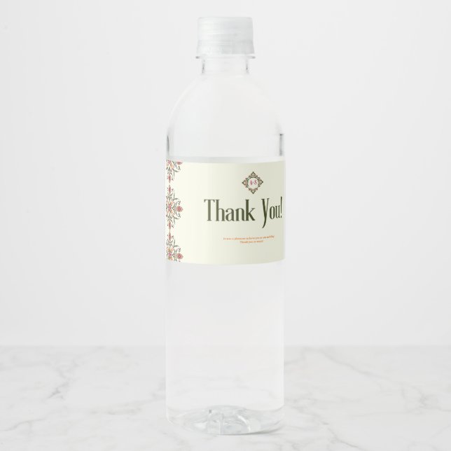Étiquettes de bouteilles d'eau de mariage Élégante (Devant)