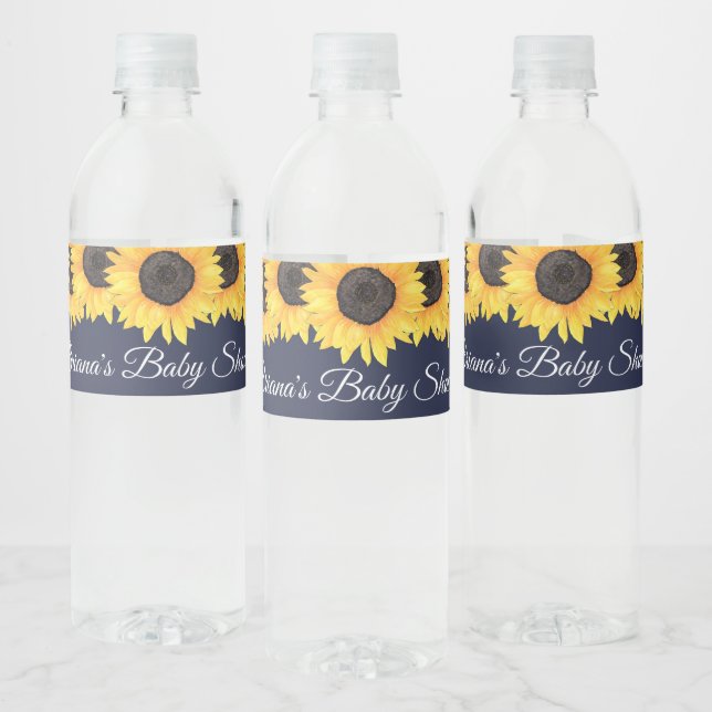 Étiquettes de bouteilles d'eau Fleurs de tournesol (Bouteilles)
