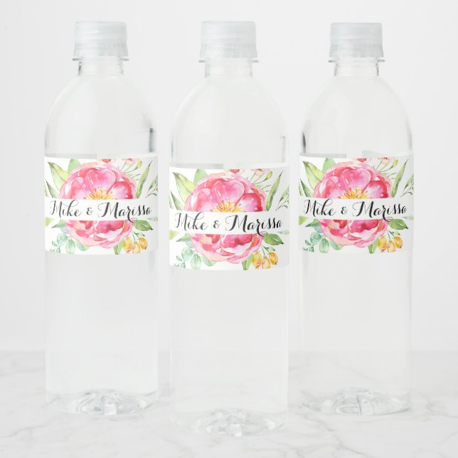 Étiquettes de bouteilles d'eau florales (Bouteilles)