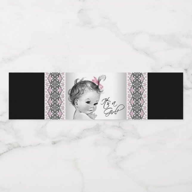 Étiquettes de bouteilles d'eau pour bébé fille ros (Étiquettes simples)