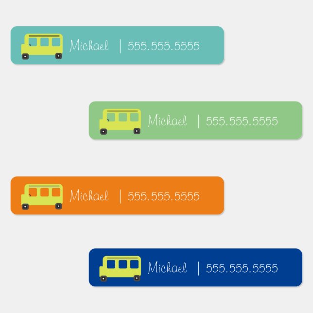 Étiquettes de bus scolaire de véhicule Nom Numéro  (Groupe)