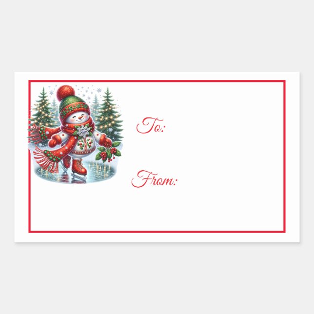 Étiquettes de cadeau autocollantes de Noël (Devant)