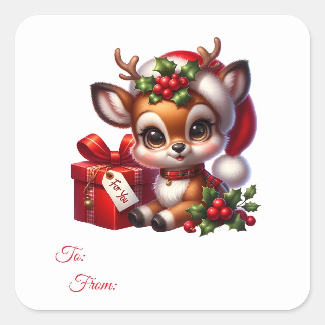 Étiquettes de cadeau autocollantes de Noël (Devant)