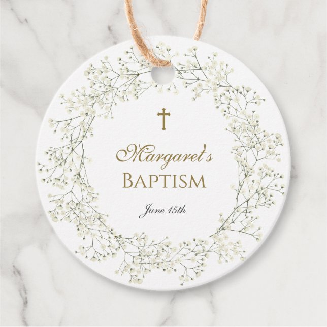 Étiquettes de cadeau Baptême Communion Souffle de  (Devant)