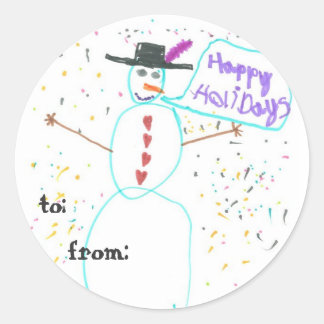Étiquettes de cadeau bonhomme de neige arc-en-ciel