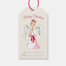 Étiquettes de cadeau d'ange de Noël à l'aquarelle