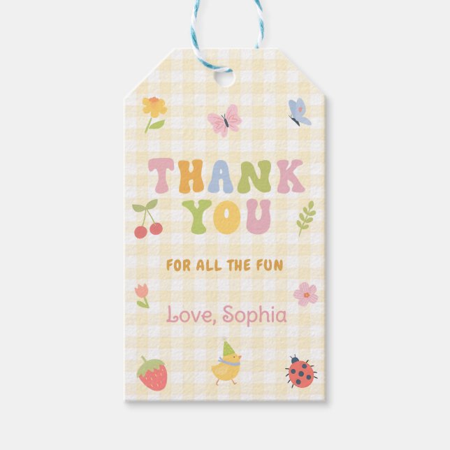 Étiquettes de cadeau d'anniversaire de fille à car (Devant)