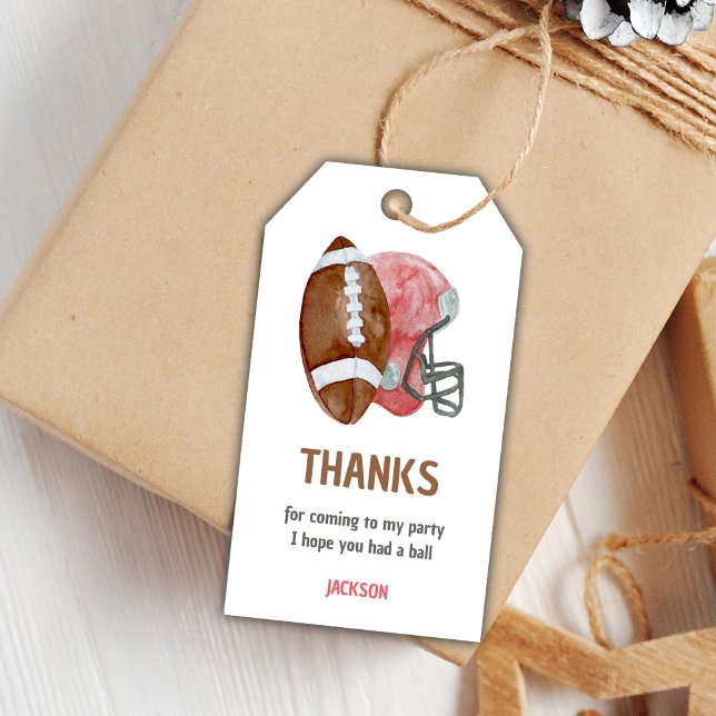 Étiquettes de cadeau d'anniversaire de football ro (Red Football Birthday Gift Tags)