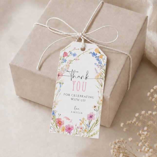 Étiquettes de cadeau d'anniversaire Fleur sauvage  (Créateur téléchargé)